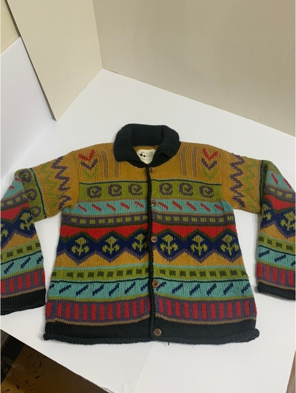 Planet Earth Imports Hand Knit Bolivia Cotton Southwestern Cardigan S